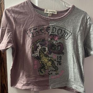 Purple/ Gray crop tee